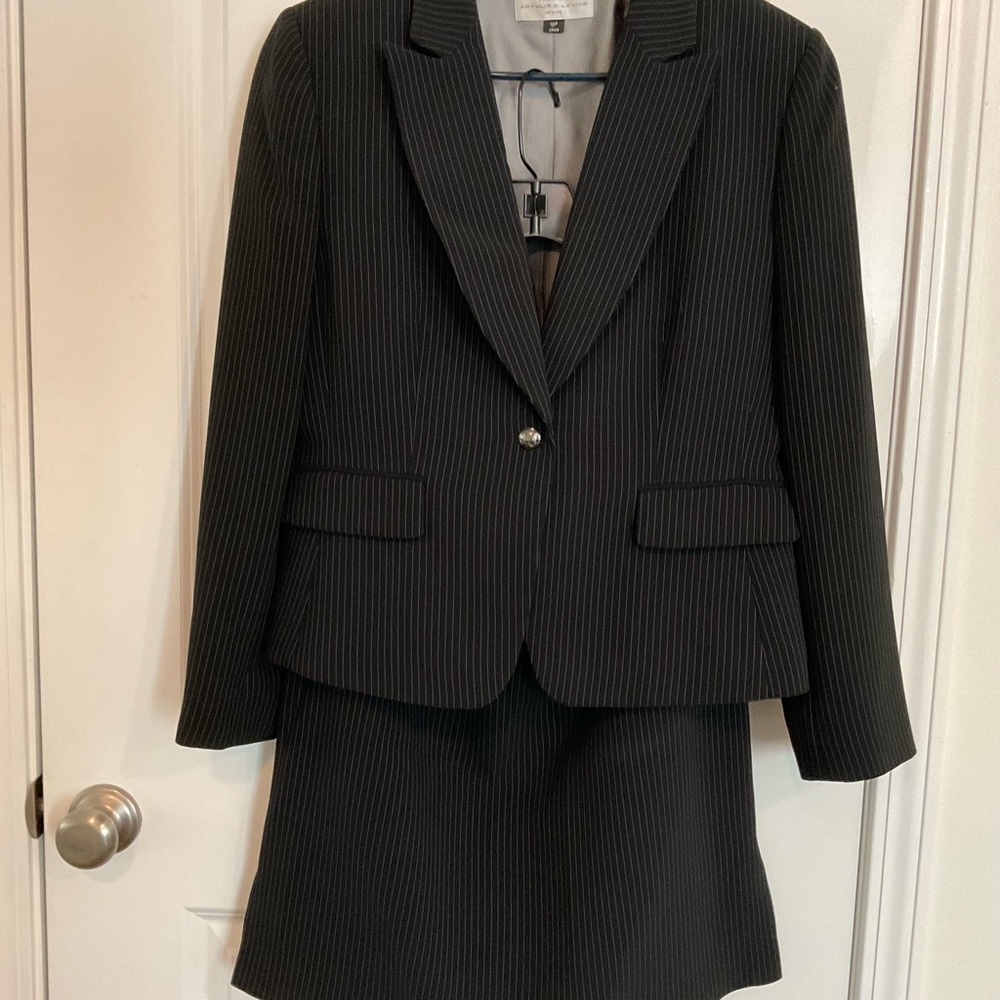 Tahari Black Pinstripe Skirt Set